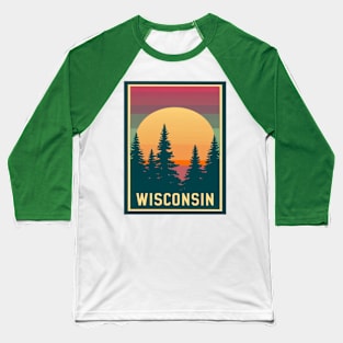 Wisconsin Tourism Sunset Graphic Baseball T-Shirt